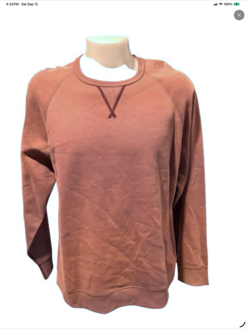 Men's Faherty Brand Mauve Standard Fleece Crewneck Sweatshirt size XL. H7
